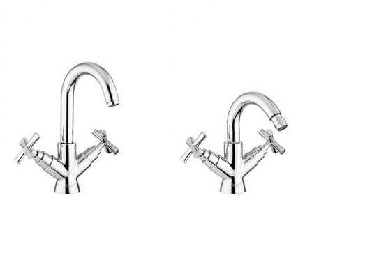 SET COMPLETO RUBINETTI MONOFORO LAVABO E BIDET SPIRIT NEW CROMATO MADE IN ITALY