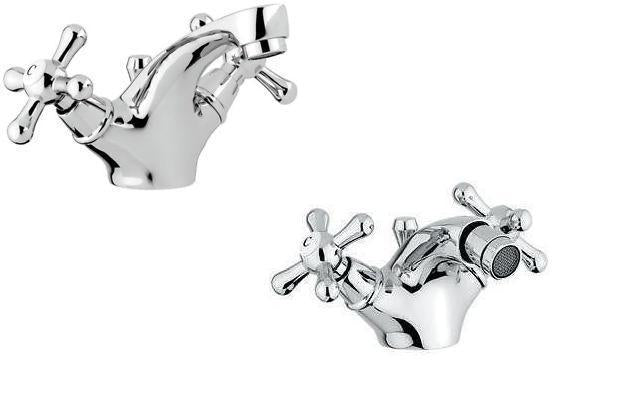 SET COMPLETO RUBINETTI MONOFORO LAVABO E BIDET STELLA CROMATO MADE IN ITALY
