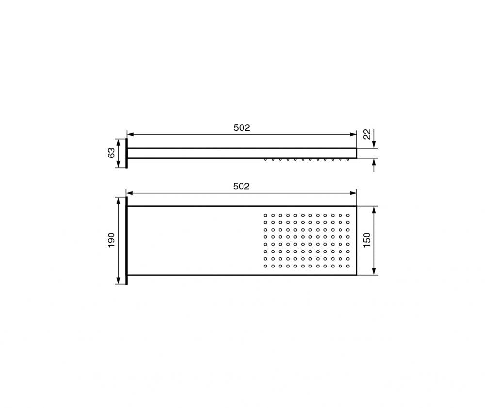 SOFFIONE C06653 MM.160X500X27 IN ACCIAIO INOX ANTICALCARE MADE IN ITALY