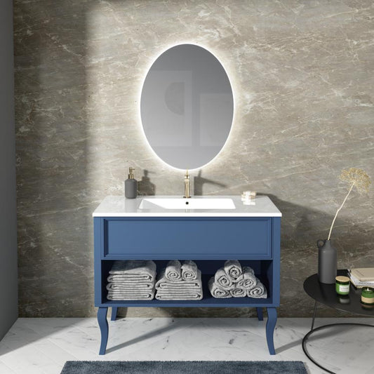 ARREDO BAGNO MOBILE VINTAGE V1051CA CM 105 LACCATO OPACO BLUE RAL 5023