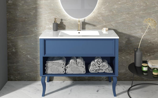 ARREDO BAGNO MOBILE VINTAGE V1051CA CM 105 LACCATO OPACO BLUE RAL 5023