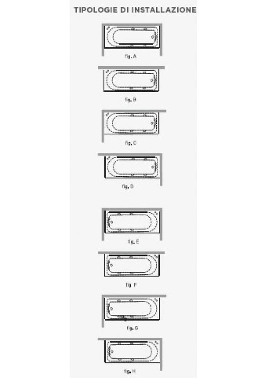 VASCA ALFA 170X80 TELAIO 2 PANNELLI IDROMASSAGGIO WHIRLPOOL 6 JET E RUBINETTERIA)