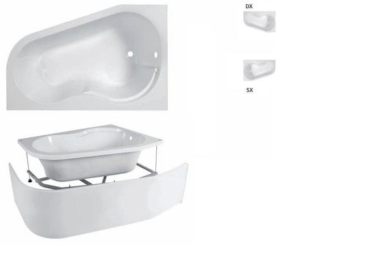 VASCA ANGOLO 150X100 WAP TELAIO PANNELLO IDROMASSAGGIO WHIRLPOOL CROMOTERAPIA