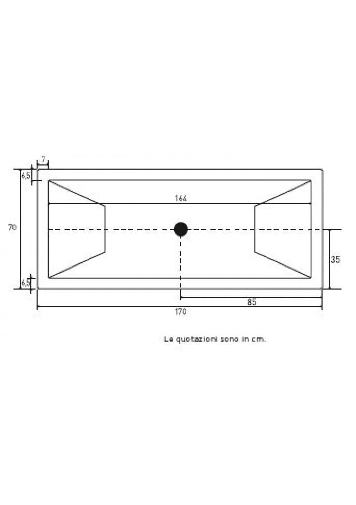 VASCA IRIS 170X70 TELAIO 2 PANNELLI SENZA IDROMASSAGGIO E SENZA RUBINETTERIA